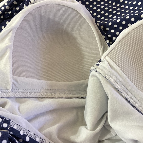 Betty’s Beach House Navy Blue and White Polkadot One Piece Swimsuit Size 12 - Picture 5 of 6